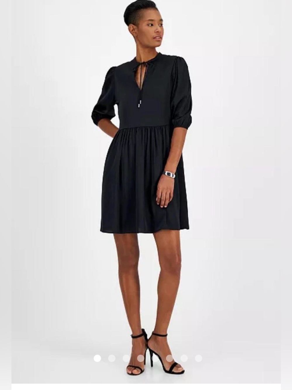 Boss Orange Dorena A Line Tie-Neck Puff Sleeve Mini Dress Size Large Retail $168